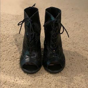 mix number 6 black causal lace up heels